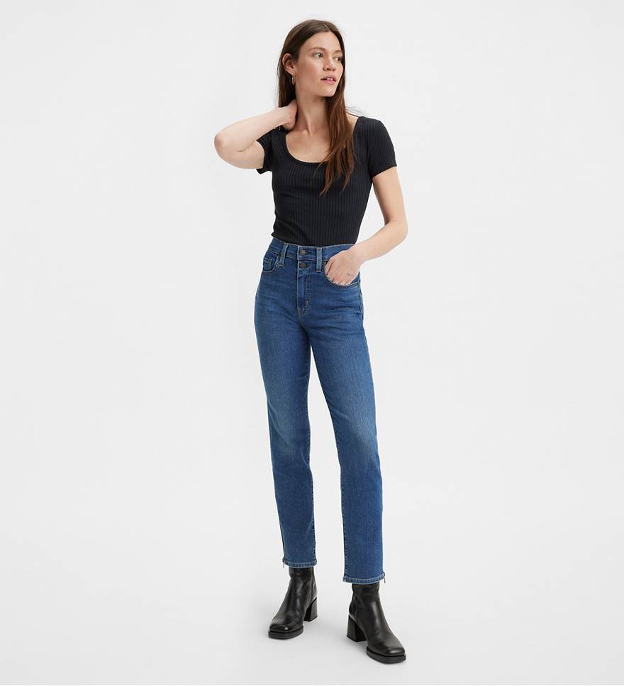 72 HIG RIS STRAIGH BUTTO SHAN WOMEN' JEANS